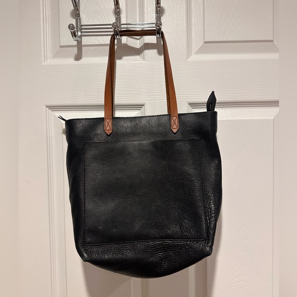 Madewell zip top medium transport tote - black and brown leather - Picture 10 of 13